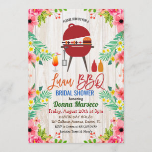 Luau Aloha BBQ Tropical Bridal Shower Invitation