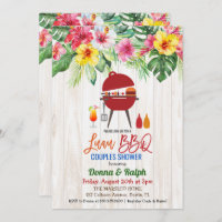 Luau Aloha BBQ Tropical Couples Douche Invitation