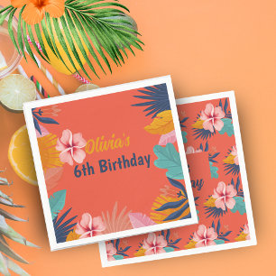 Luau aloha summer tropical Birthday  Napkin