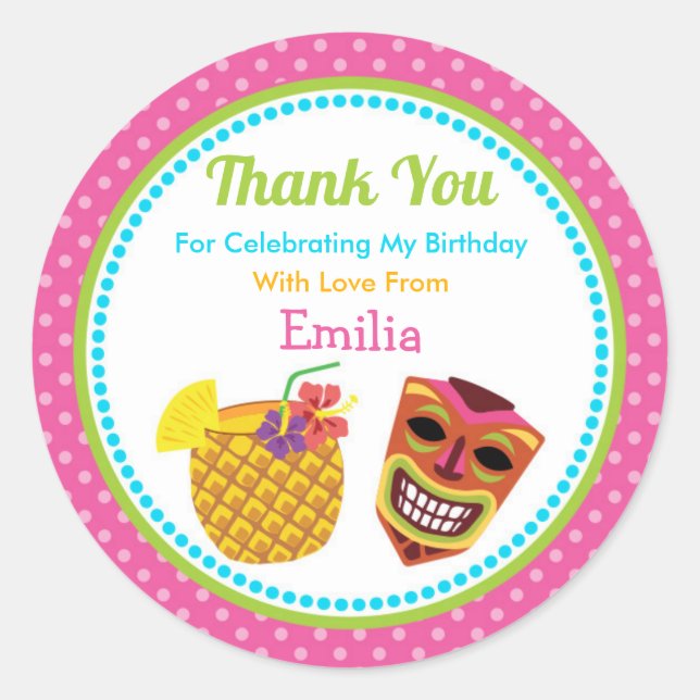Luau Anniversaire Fête Favoriser Sticker (Devant)