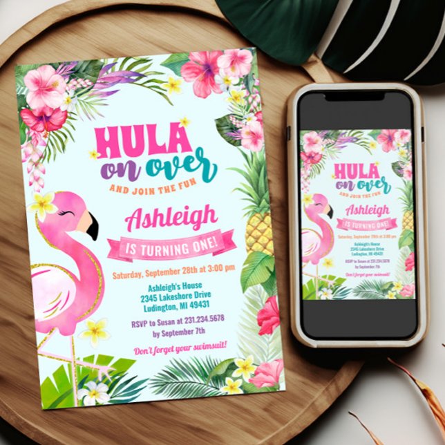 Luau Anniversaire Tropical Summer Invitation (Luau Birthday Invitation Template - Luau Birthday - Tropical Birthday Theme)
