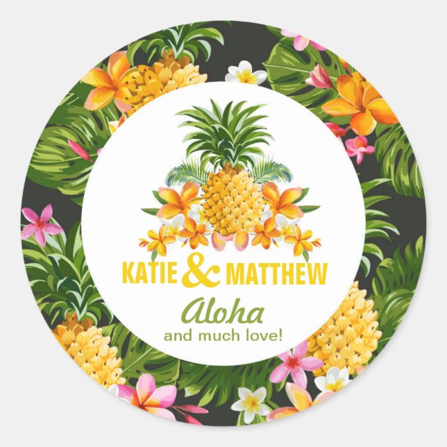 Luau Beach Sticker Floral Tropical Étiquette (Devant)