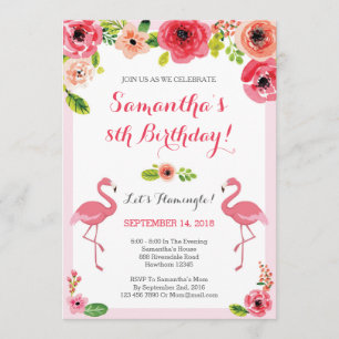Luau Birthday Invitation, Flamingo Birthday Invite
