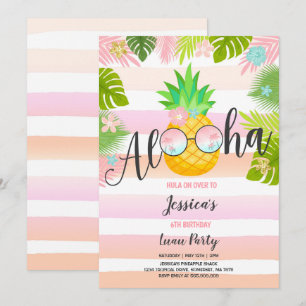 Luau Birthday Invitation Pineapple Hawaiian Luau