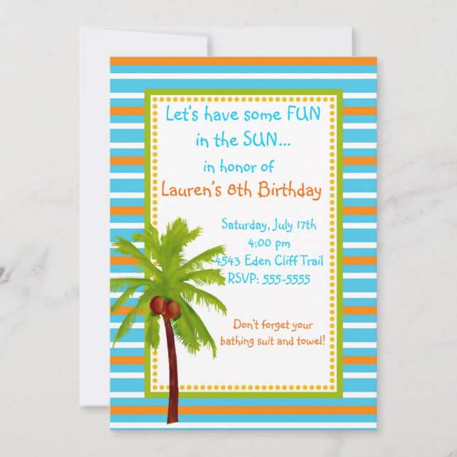 Luau Birthday Invitations (Front)