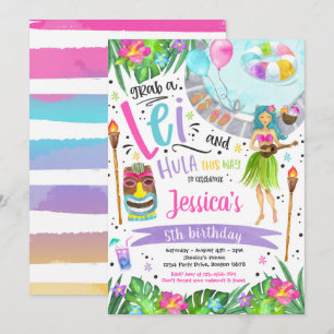 Luau Birthday Party Hawaiian Pineapple Pool Party Invitation