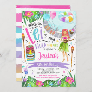 Luau Birthday Party Hawaiian Pineapple Pool Party Invitation