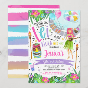 Luau Birthday Party Hawaiian Pineapple Pool Party  Invitation