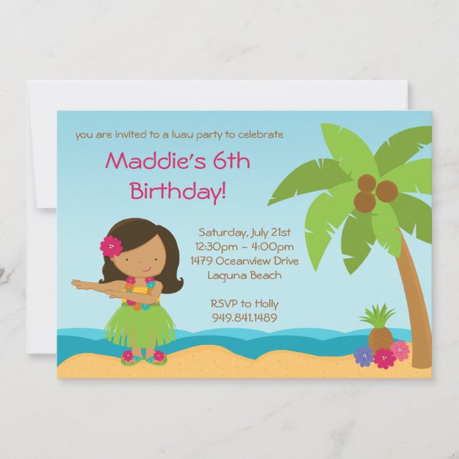Luau Birthday Party Invitation (Front)
