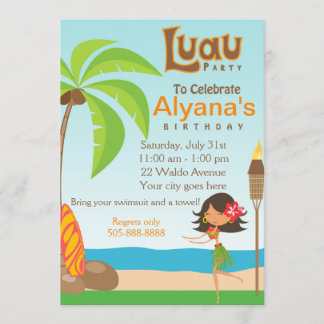 Luau Birthday Party Invitation Card
