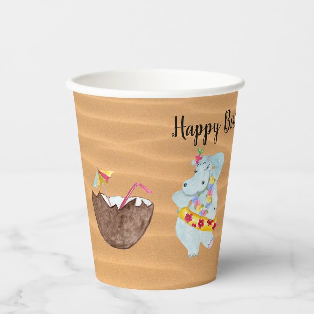 Luau Birthday Party Personalized Cups (Front)