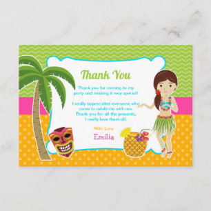 Luau Birthday Party Thank You Card