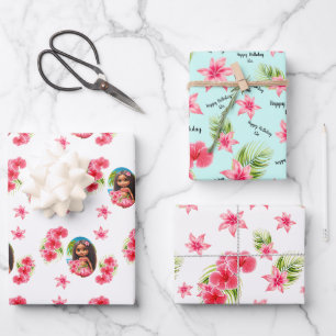 Luau birthday Tropical beach Name Wrapping Paper Sheet