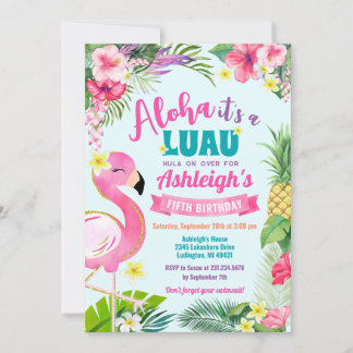 Luau Birthday Tropical Summer Invitation