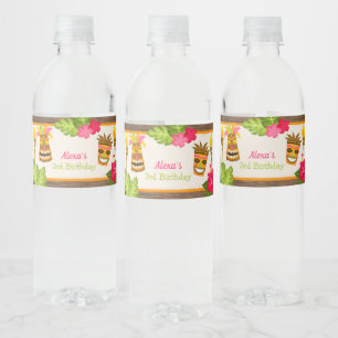 Luau Birthday Water Bottle Étiquette - Fille