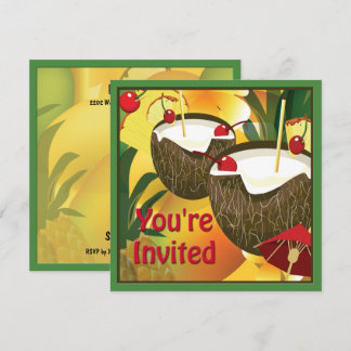 Luau Coconut Drinks Party Invitation