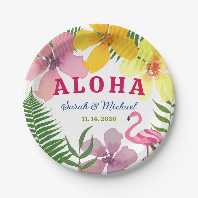 Luau Engagement Party Tropical Paper Plate (Front)