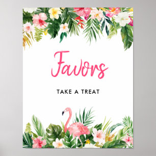 Luau Flamingo Tropical Party Favour Sign