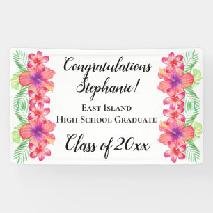 Luau Flowers Personalized Graduation Banner Sign