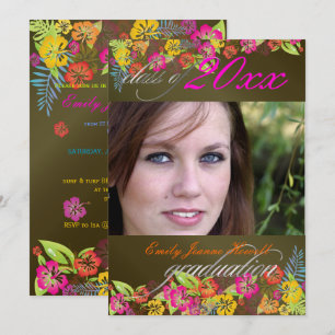 LUAU GRADUATION PARTY/HIBISCUS/RAINBOW INVITATION