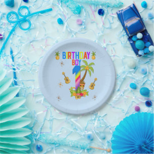 Luau Hawaii Hawaiian Pool Boy Birthday Party   Paper Plate
