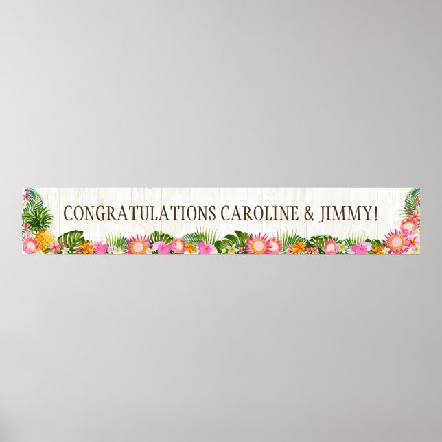 Luau Hawaiian Beach Rustic Wedding Banner Poster (Front)