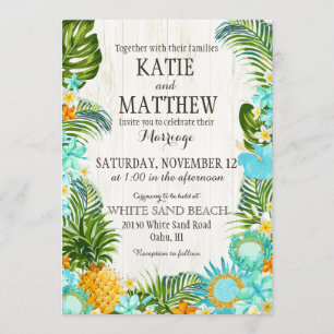 Luau Hawaiian Beach Rustic Wedding Invitation