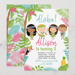 Luau Hawaiian Birthday Invitation