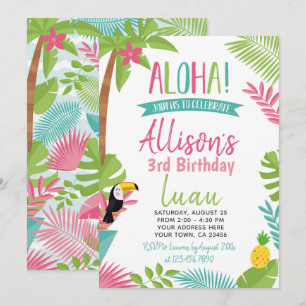 Luau Hawaiian Birthday Invitation