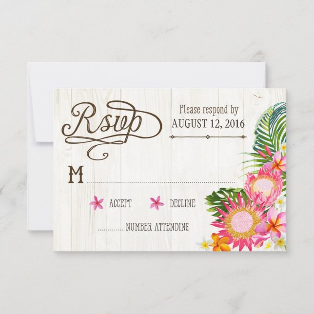 Luau Hawaiian Mariage Beach Rustic Beach Carte RSV (Devant)