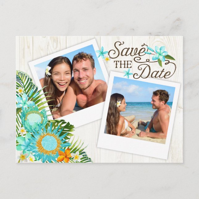 Luau Hawaiian Rustic Beach Save the Date Announcement Postcard (Front)