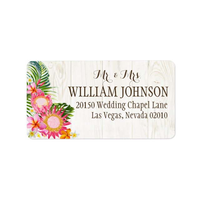 Luau Hawaiian Rustic Beach Wedding Label (Front)