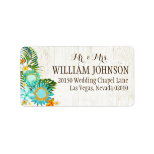 Luau Hawaiian Rustic Beach Wedding Label