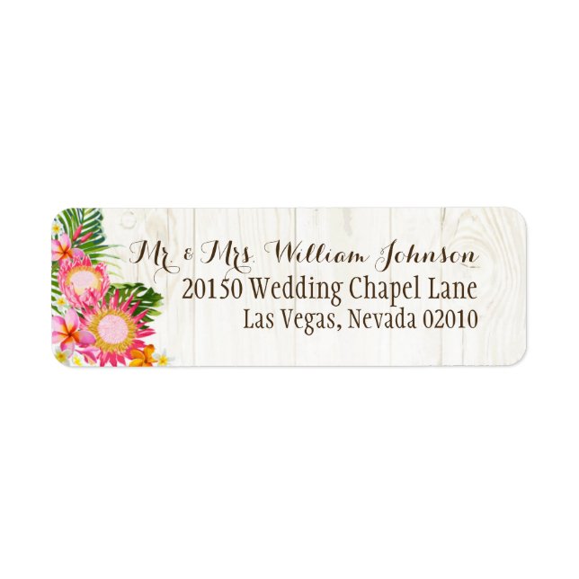 Luau Hawaiian Rustic Beach Wedding Labels (Front)
