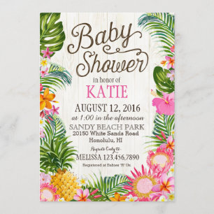 Luau Hawiian Beach Rustic Baby Shower Invitation