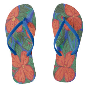 Luau Hibiscus Floral Print Flip-Flops Flip Flops