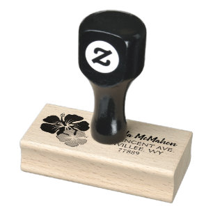 Luau Hibiscus Return Address Label Rubber Stamper Stamp