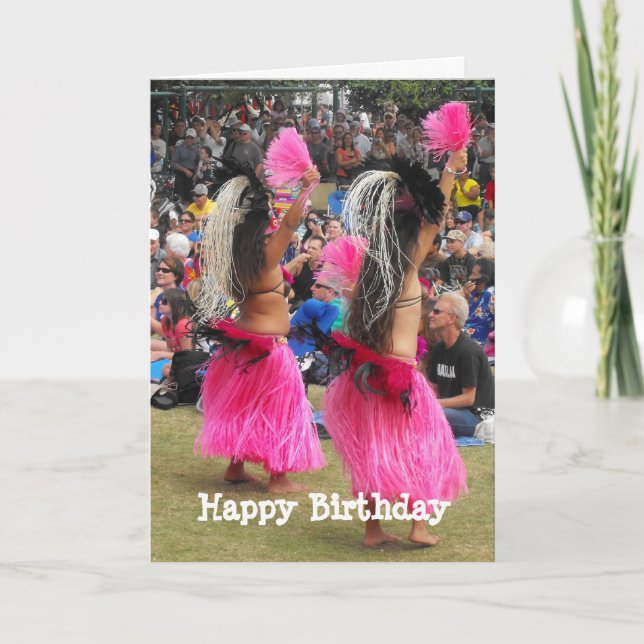 Luau Hula Dancers, Maui Hawaii, Birthday Card (Front)