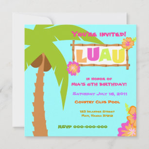 Luau Invitation Blue