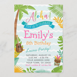 Luau Invitation, Invitation de la fête du pool