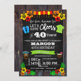 Luau Invitation, Luau Birthday Invitations