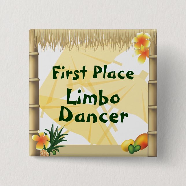 Luau Party First Place Limbo Dancer Award Button (Front)
