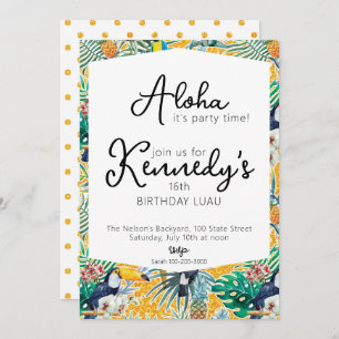 Luau Party Invitation Toucans & Pineapple