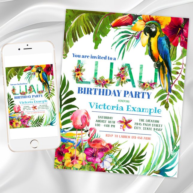 Luau Party Invitations (Colorful luau birthday party invitation. Instant download and printed invitations available.)
