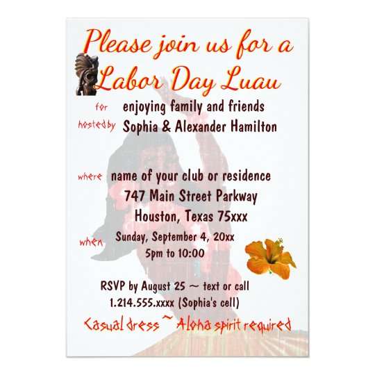 Luau Party Labour Day Barbeque Card
