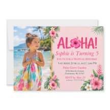 Luau Photo Pink Tropical Floral Aloha Birthday