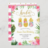 Luau Pineapple Girl Birthday Invitation