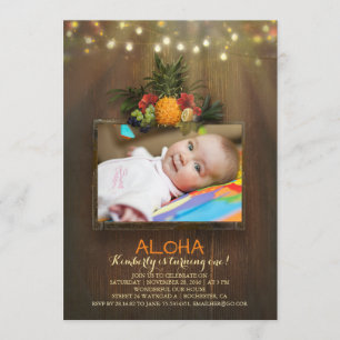 Luau Pineapple Tropical 1 Baby Birthday Photo Invitation