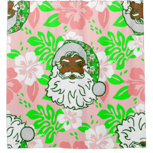 luau pink christmas hawaiian black santa hibiscus