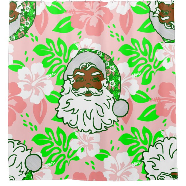 luau pink christmas hawaiian black santa hibiscus (Front)
